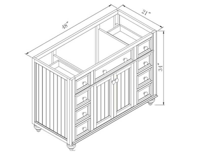 48" Cottage Retreat Single Vanity - Dimensions 48" Cottage Retreat Single Vanity - Dimensions