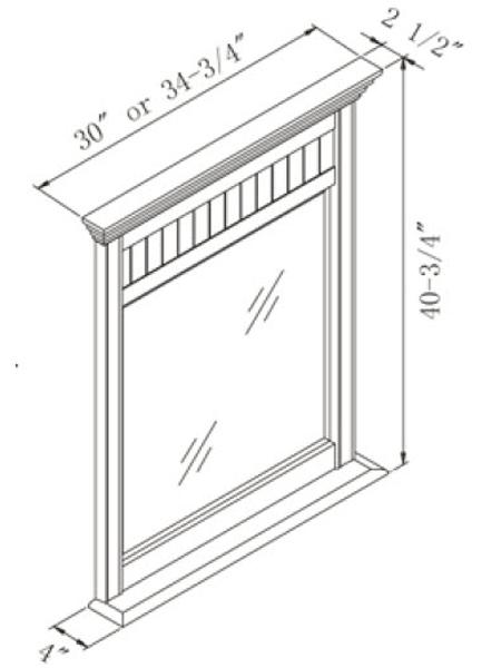 Optional Mirror - Dimensions Optional Mirror - Dimensions