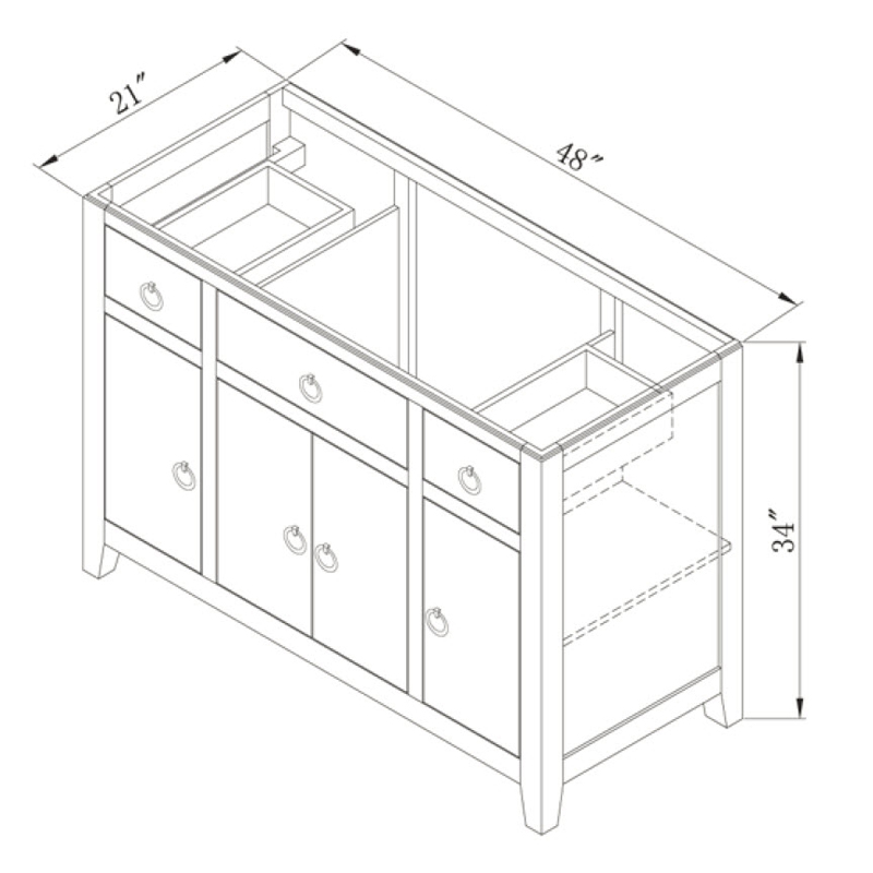 48" Urban Walnut Single Vanity - Dimensions 48" Urban Walnut Single Vanity - Dimensions