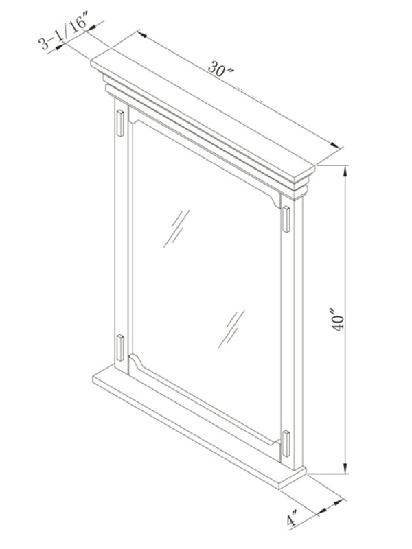 Optional Small Mirror - Dimensions