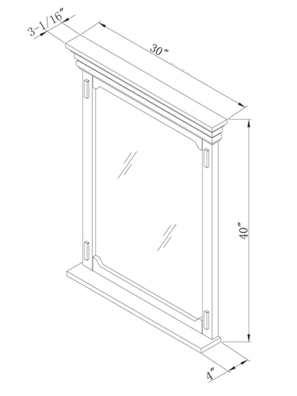Optional Small Mirror - Dimensions Optional Small Mirror - Dimensions