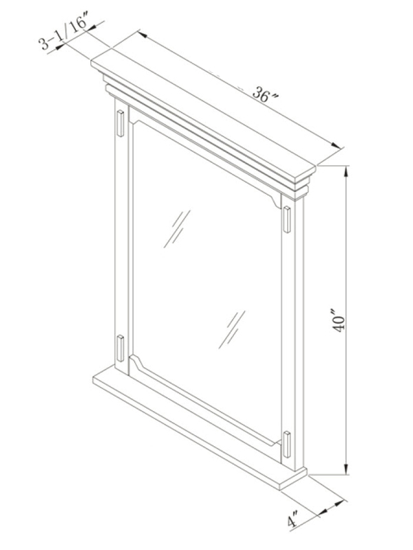 Optional Large Mirror - Dimensions Optional Large Mirror - Dimensions
