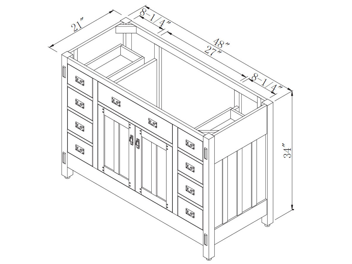 48" American Craftsman Single Vanity - Dimensions 48" American Craftsman Single Vanity - Dimensions
