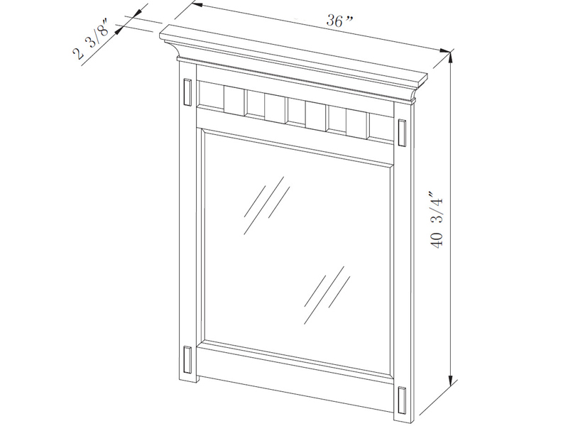 Optional Large Mirror - Dimensions Optional Large Mirror - Dimensions