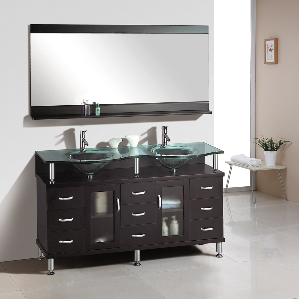 59.25" Vincente Rocco Double Sink Vanity - Bathgems.com