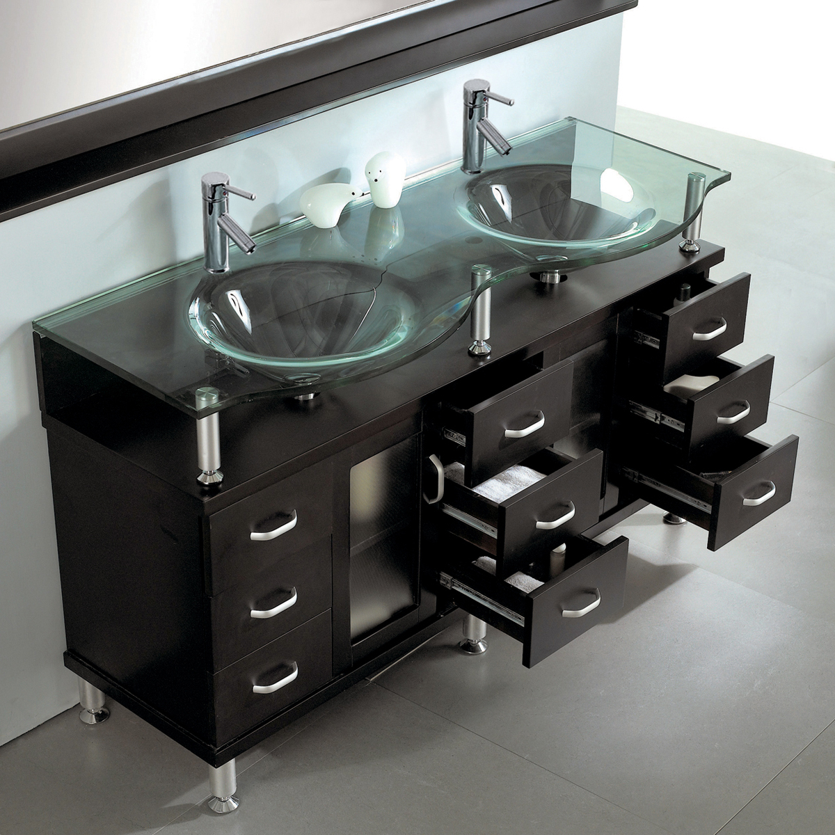 Tempered Glass Integrated Sink Top