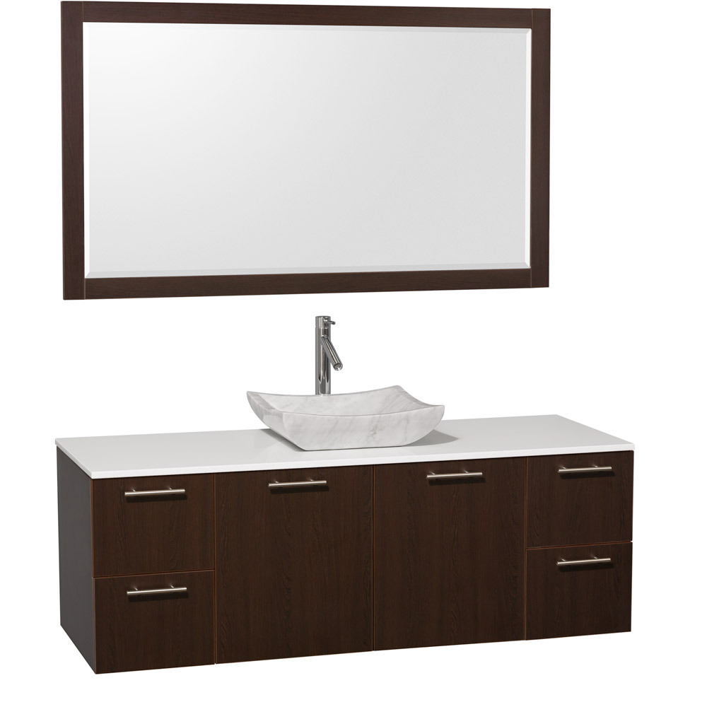 Artificial Stone Top - Shown with Carrera White Marble Sink Artificial Stone Top - Shown with Carrera White Marble Sink