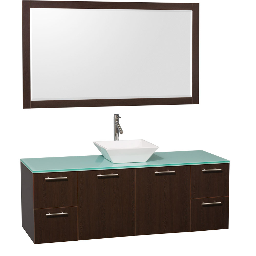 Green Glass Top - Shown with White Porcelain Sink Green Glass Top - Shown with White Porcelain Sink