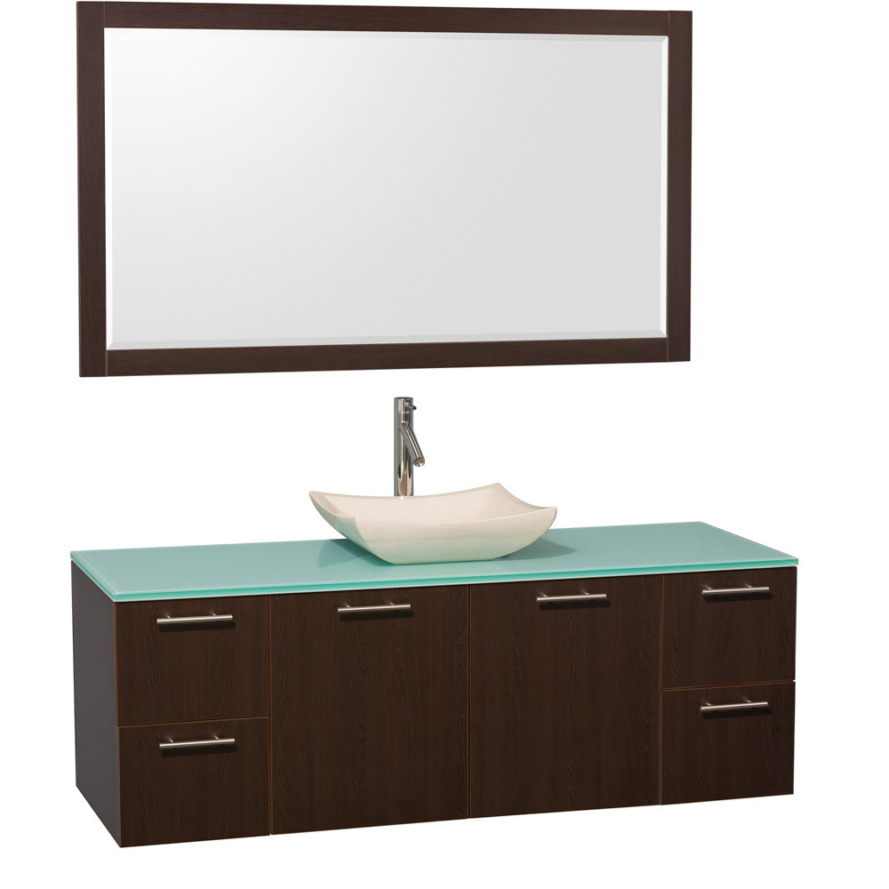 Green Glass Top - Shown with Ivory Marble Sink Green Glass Top - Shown with Ivory Marble Sink