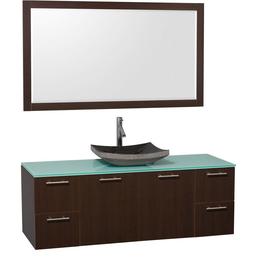 Green Glass Top - Shown with Black Granite Sink Green Glass Top - Shown with Black Granite Sink