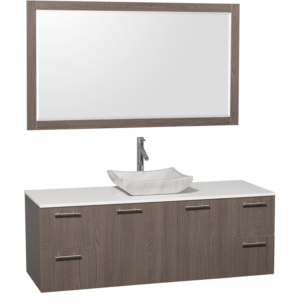 Artificial Stone Top - Shown with Carrera White Marble Sink