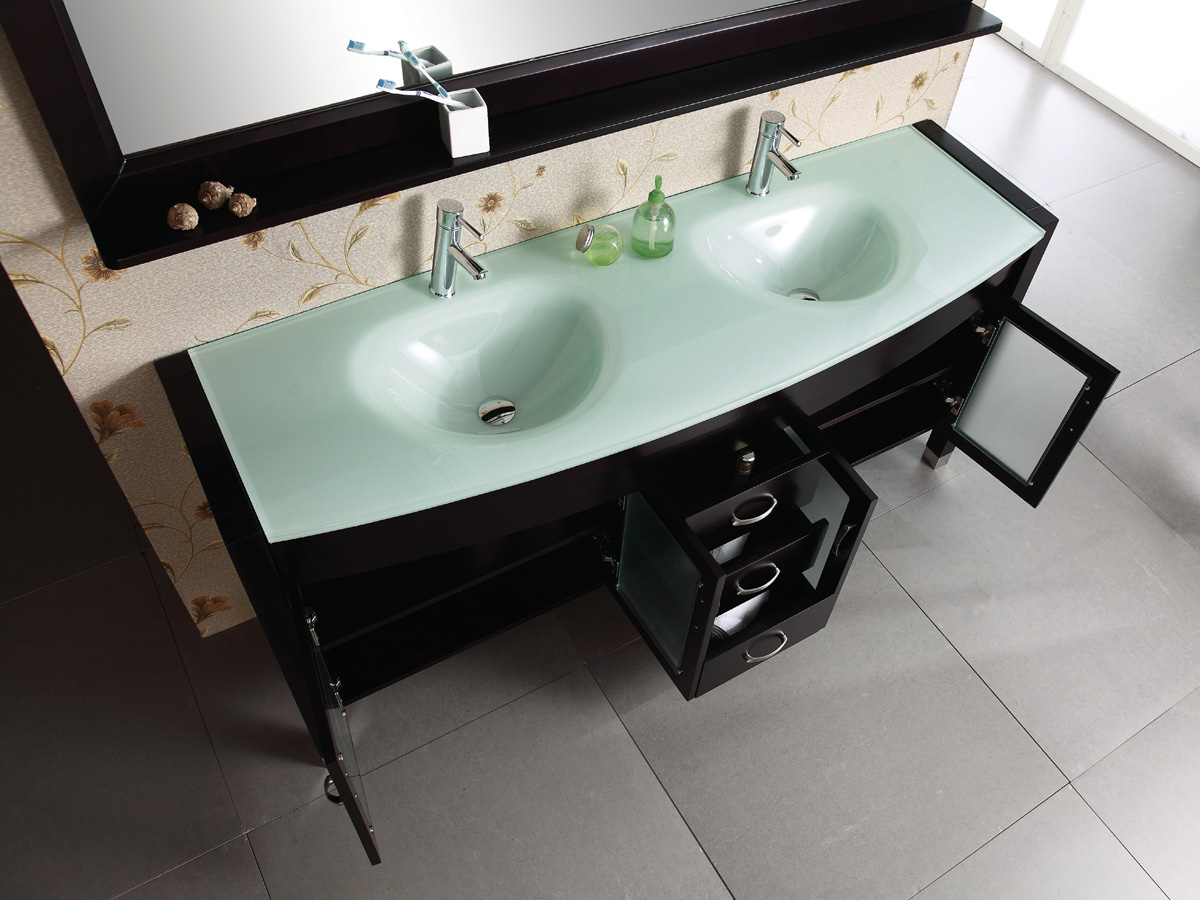 71" Ava Double Sink Vanity Glass Top