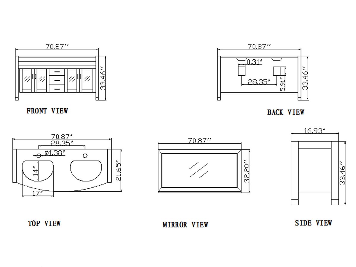 71 Ava Double Sink Vanity White Top Bathgemscom