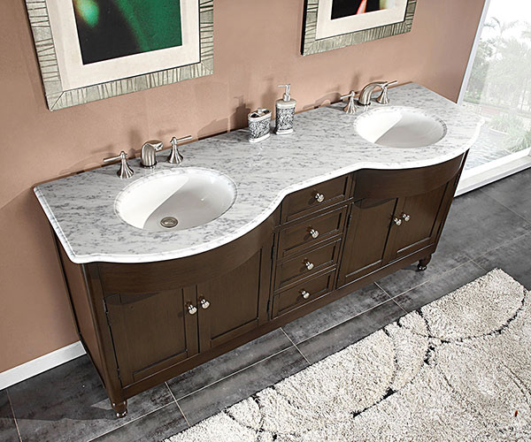 72" Antillo Double Sink Vanity - with White Marble Top 72" Antillo Double Sink Vanity - with White Marble Top