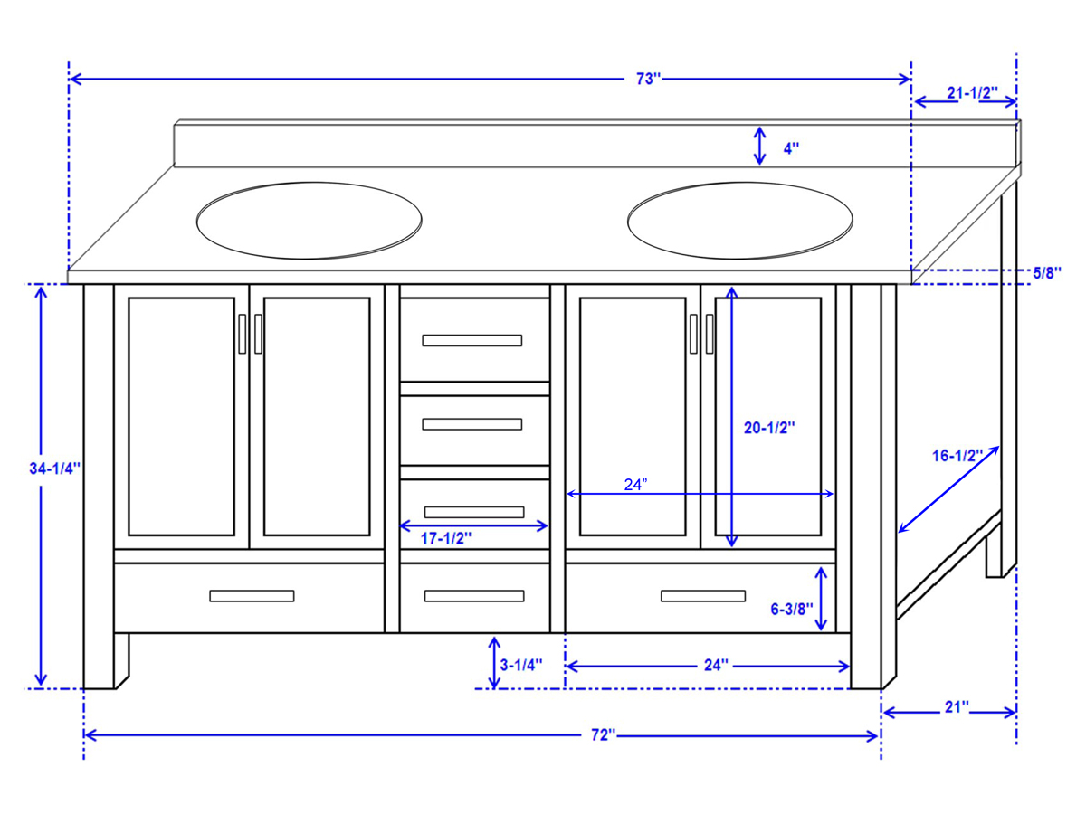 typical bathroom sink depth