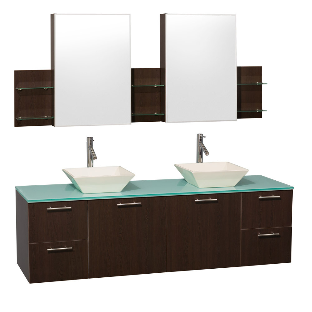 Green Glass Top with Bone Porcelain Sinks And Medicine Cabinets Green Glass Top with Bone Porcelain Sinks And Medicine Cabinets