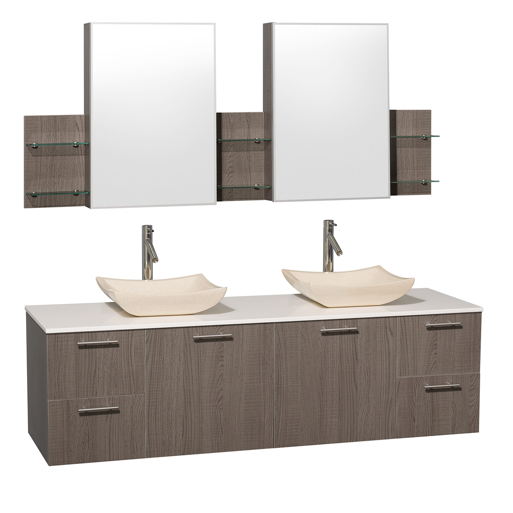White Artificial Stone Top With Ivory Marble Sinks And Medicine Cabinets White Artificial Stone Top With Ivory Marble Sinks And Medicine Cabinets
