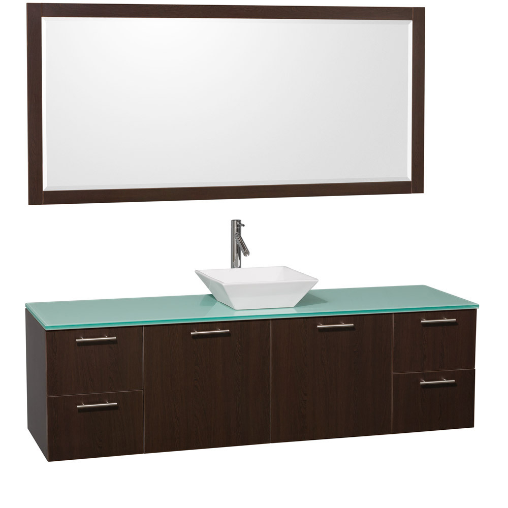 Green Glass Top - with White Porcelain Sink Green Glass Top - with White Porcelain Sink