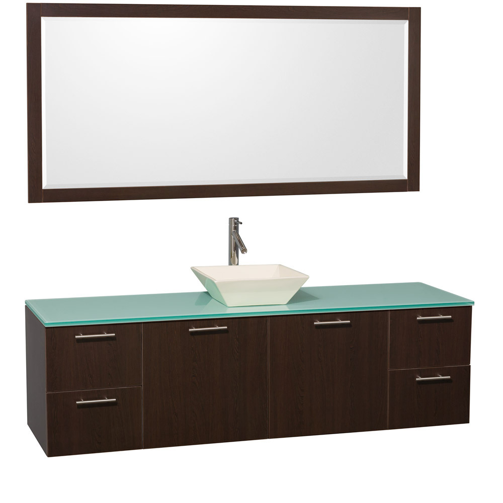 Green Glass Top - with Bone Porcelain Sink Green Glass Top - with Bone Porcelain Sink