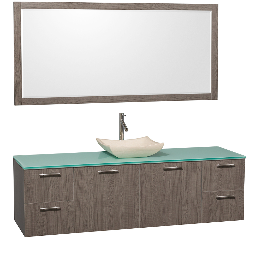 Green Glass Top - with Ivory Marble Sink Green Glass Top - with Ivory Marble Sink