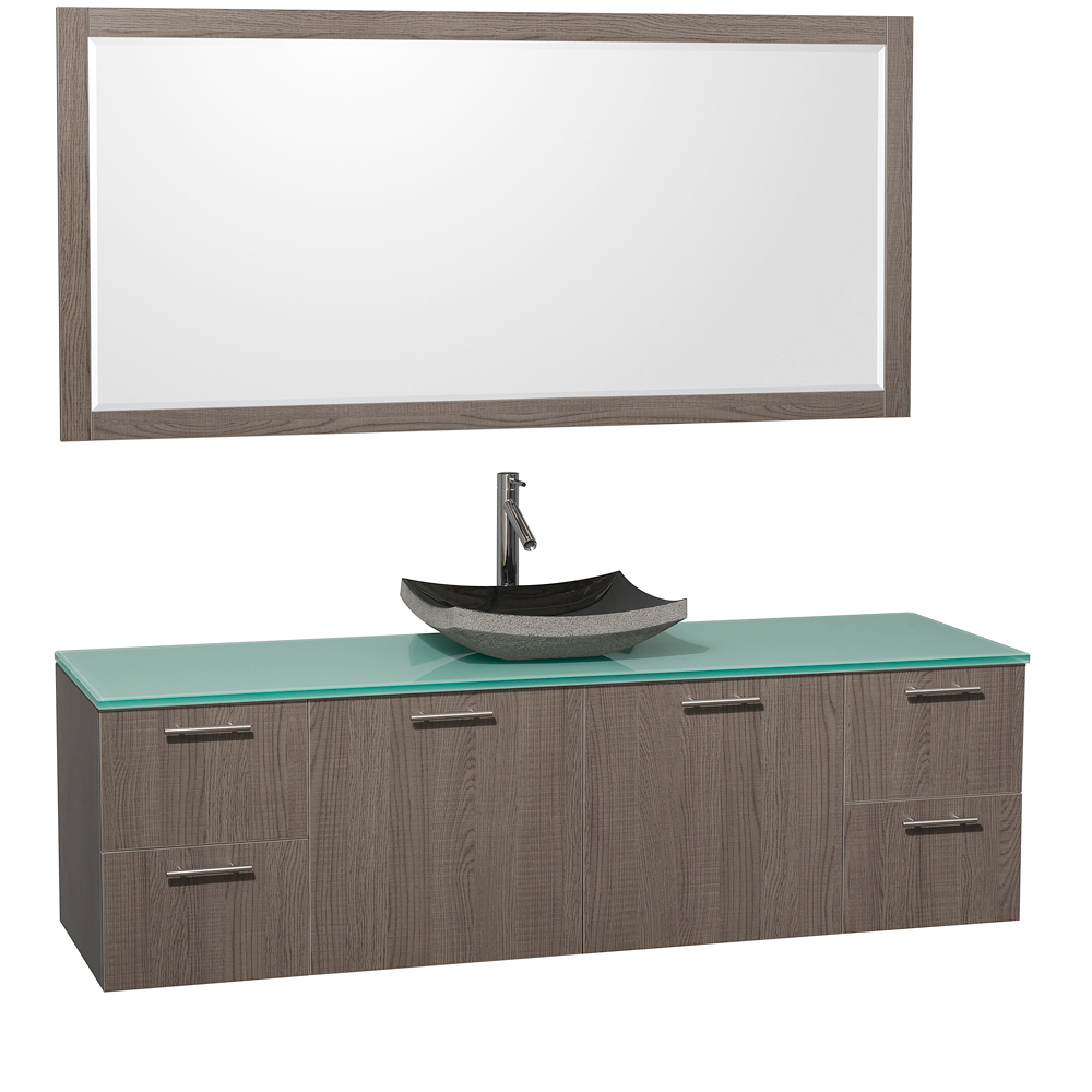 Green Glass Top - with Black Granite Sink Green Glass Top - with Black Granite Sink
