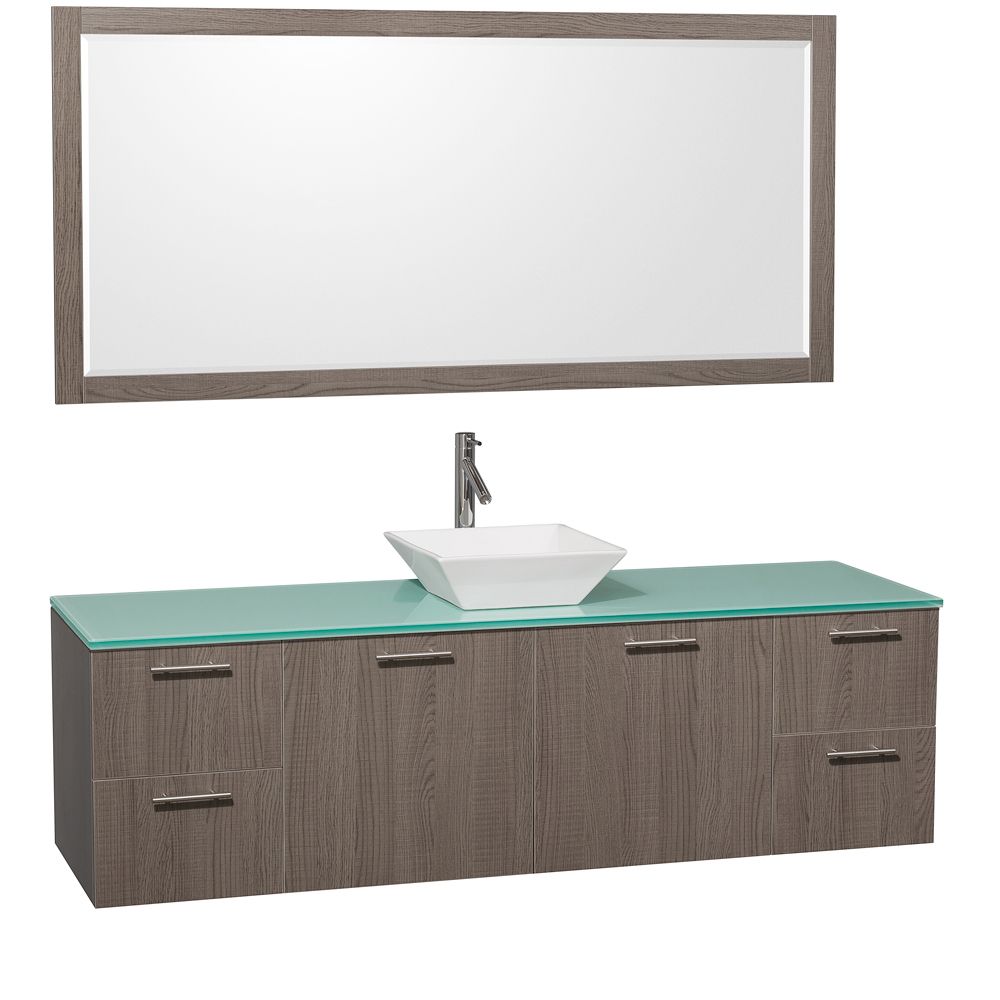 Green Glass Top - with White Porcelain Sink Green Glass Top - with White Porcelain Sink