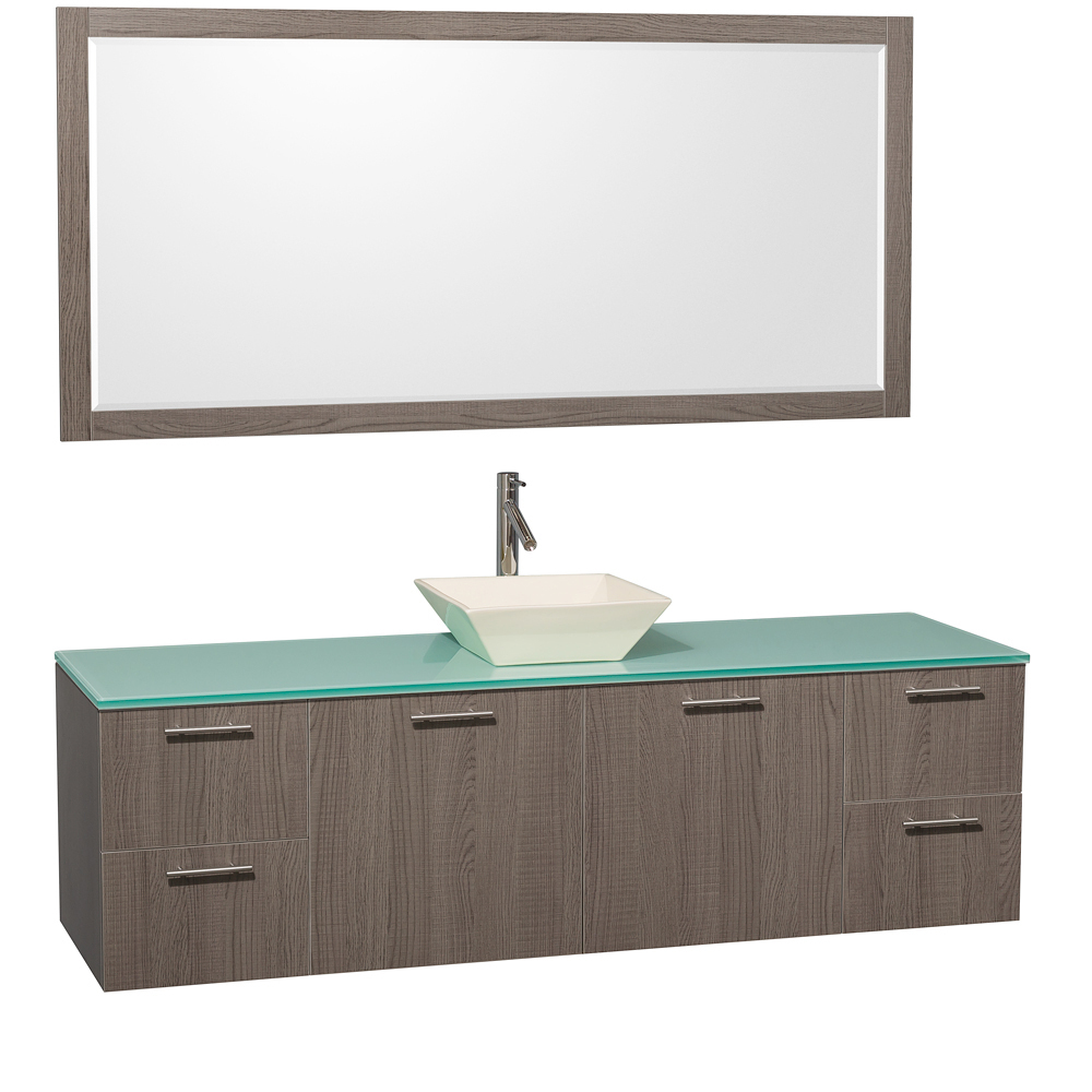 Green Glass Top - with Bone Porcelain Sink Green Glass Top - with Bone Porcelain Sink