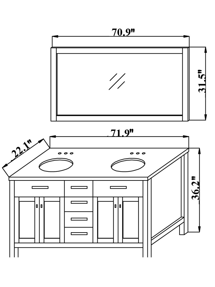 72 Caroline Double Sink Vanity  White Bathgems com