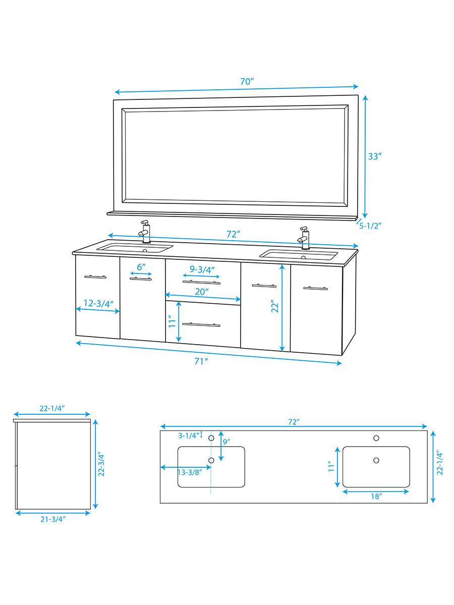 72" Zentra Double Sink Vanity Espresso