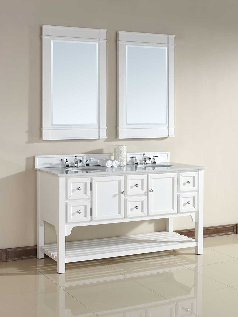 60" South Hampton Double Sink Vanity - Pure White 