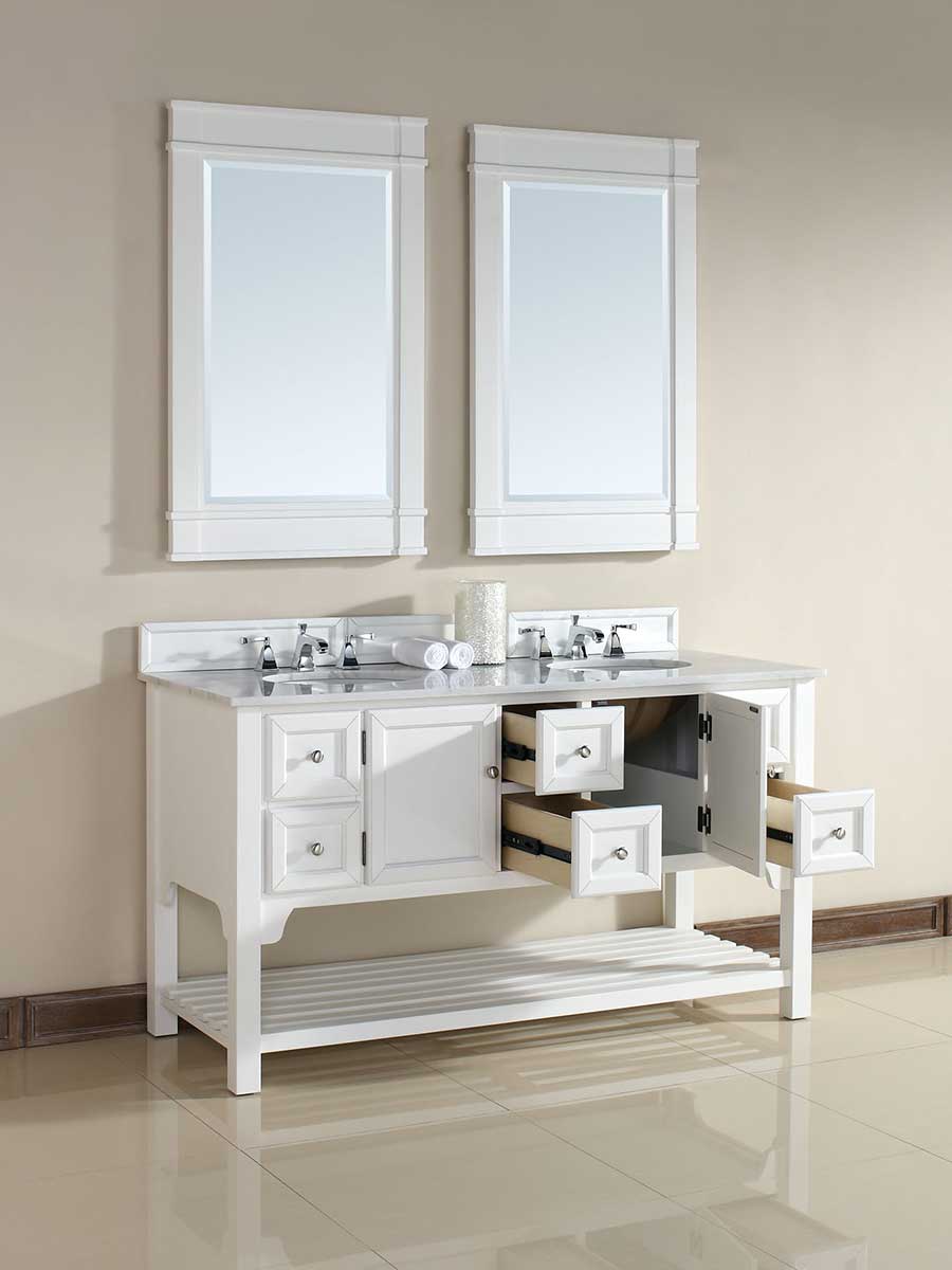 60" South Hampton Double Sink Vanity - Pure White 