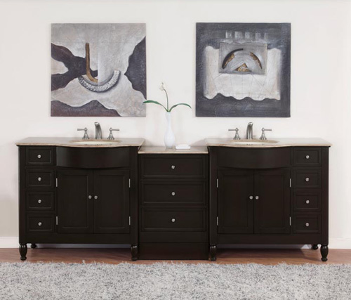 95" Godrano Double Bath Vanity - with Travertine Top 95" Godrano Double Bath Vanity - with Travertine Top