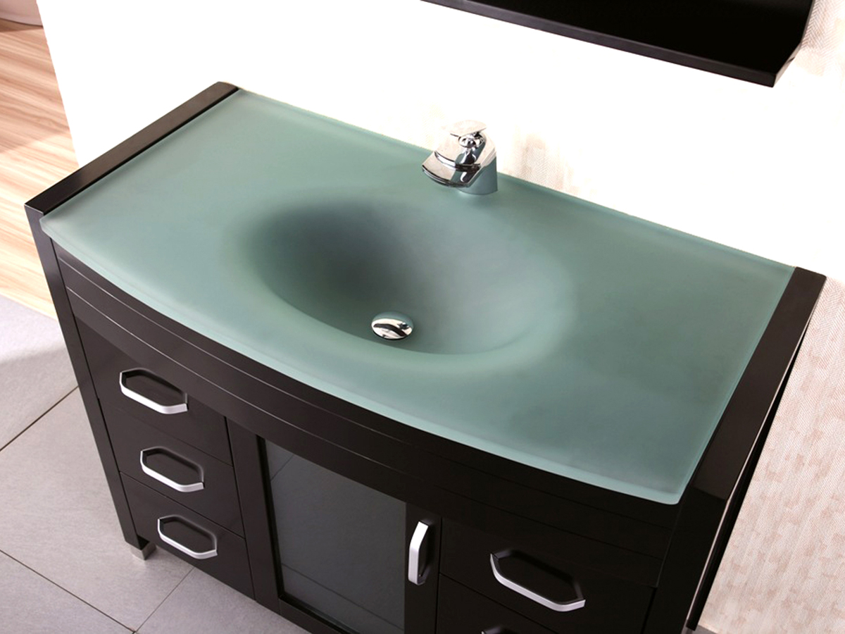 Bathroom Vanity With Green Glass Top