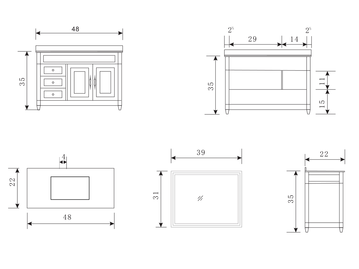 48 Hudson Single Bath Vanity  Bathgems com