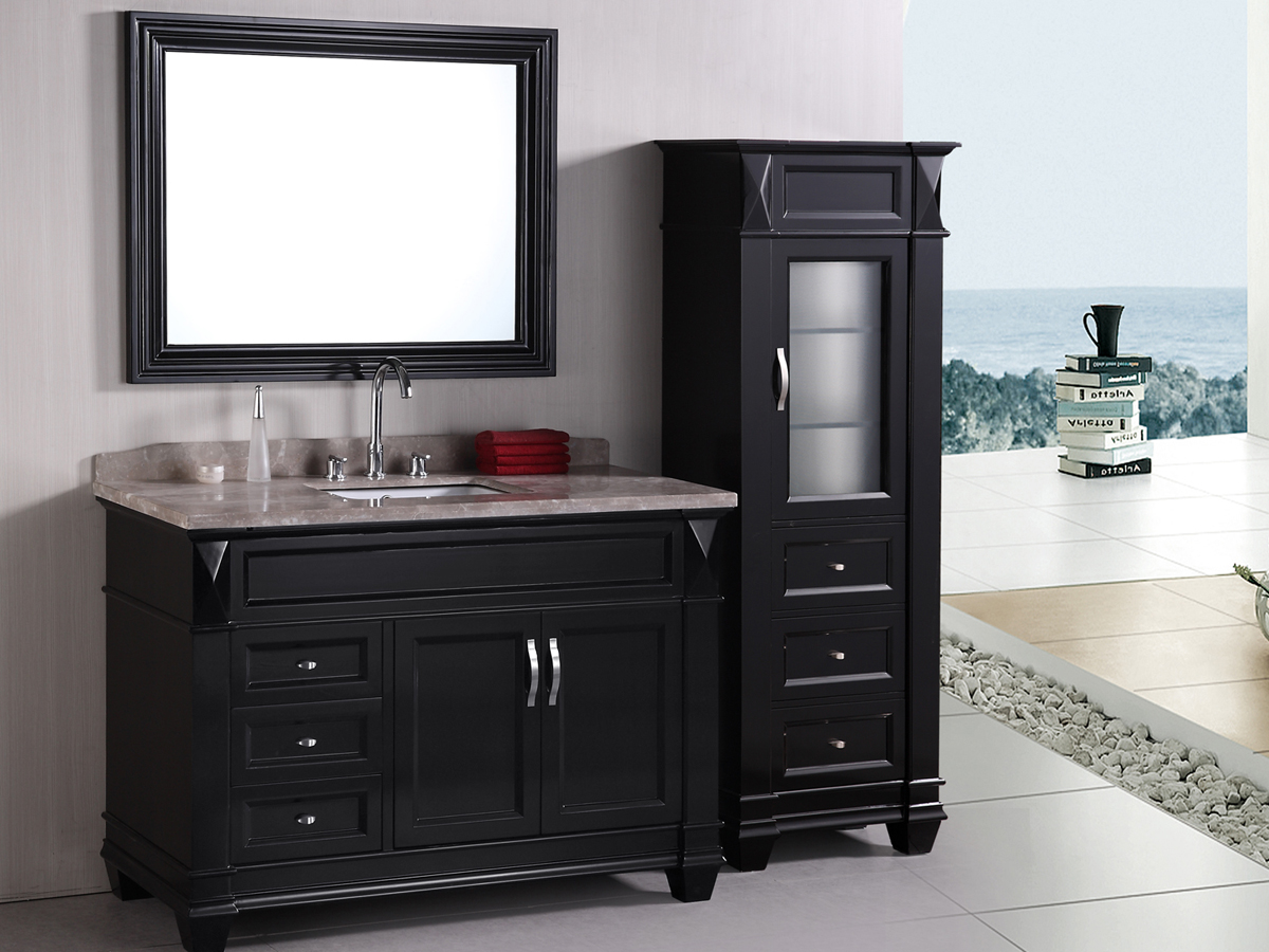 48" Hudson Single Vanity - shown with optional linen cabinet