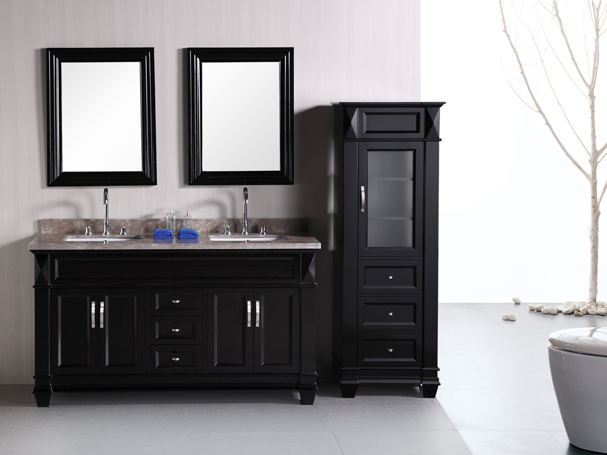 61" Hudson Double Vanity - with optional linen cabinet