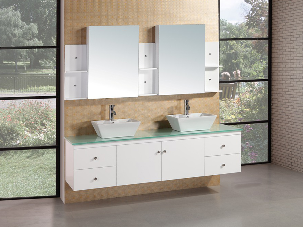 72 Portland Double Vessel Sink Vanity White Bathgems Com