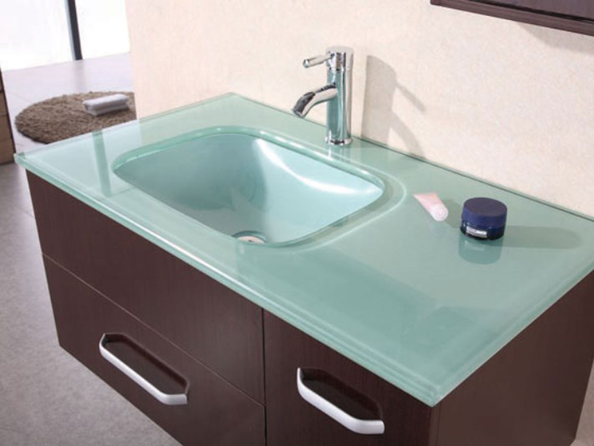 Tempered glass top and sink Tempered glass top and sink