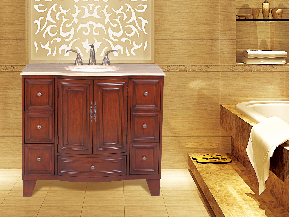 40" Grand Cheswick Single Vanity - with Travertine Top 40" Grand Cheswick Single Vanity - with Travertine Top