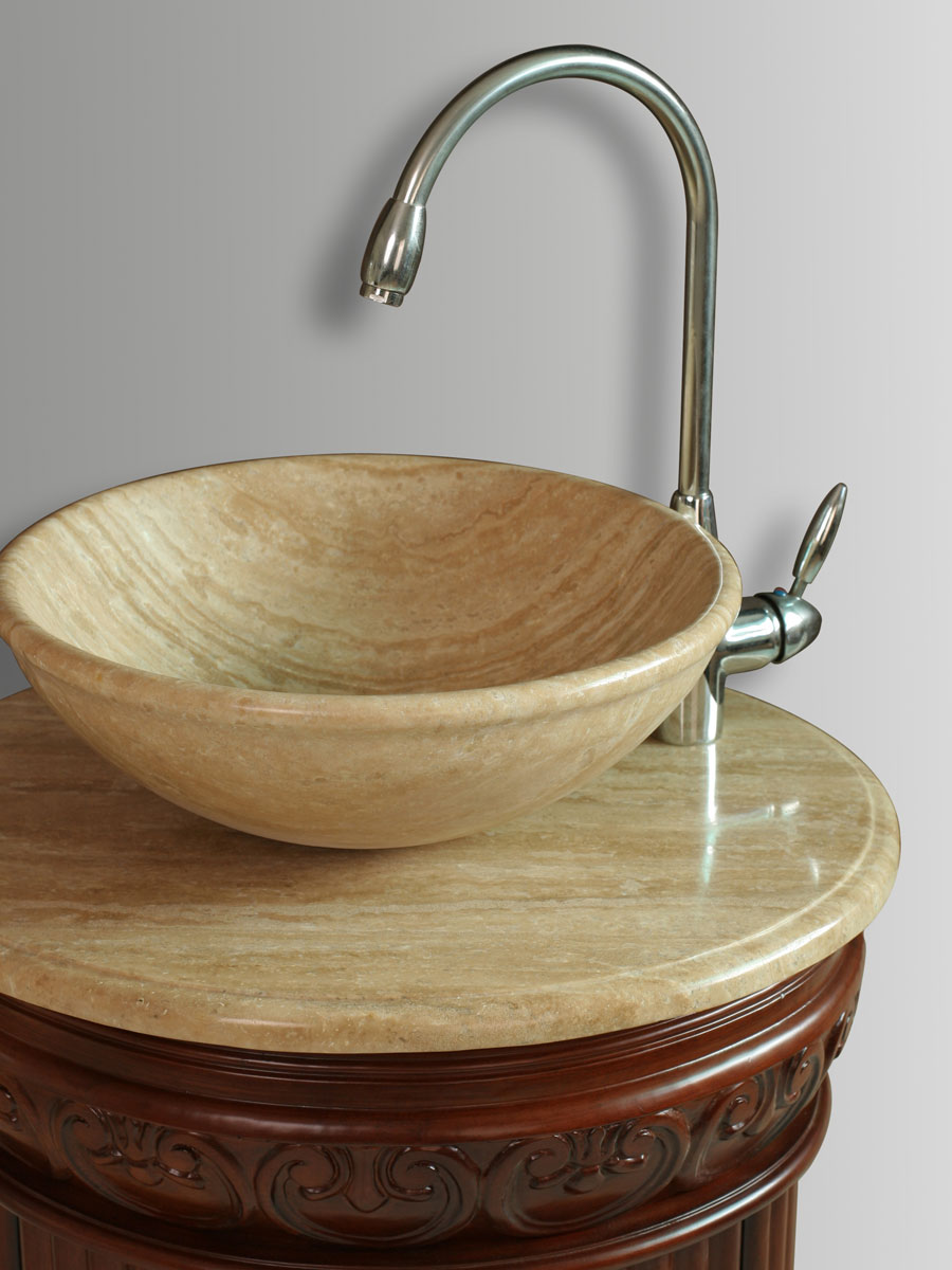Travertine Top and Vessel Sink Travertine Top and Vessel Sink