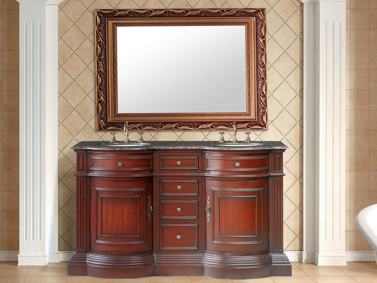 62" Catherine Double Sink Vanity - with Baltic Brown Granite Top 62" Catherine Double Sink Vanity - with Baltic Brown Granite Top