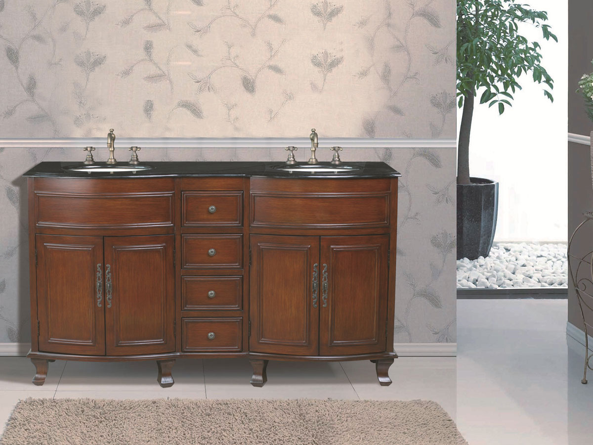 62" Winslow Double Sink Vanity - with Black Galaxy Granite Top 62" Winslow Double Sink Vanity - with Black Galaxy Granite Top