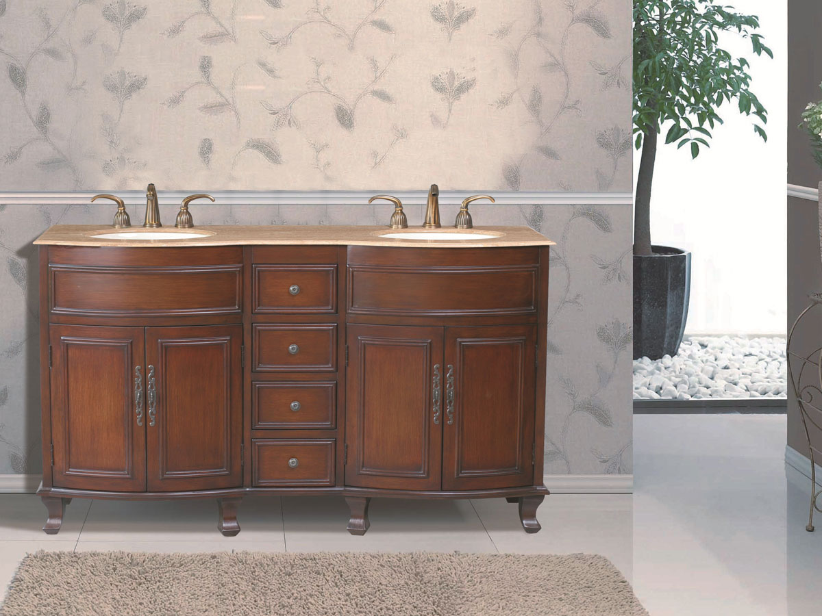 62" Winslow Double Sink Vanity - with Travertine Marble Top 62" Winslow Double Sink Vanity - with Travertine Marble Top