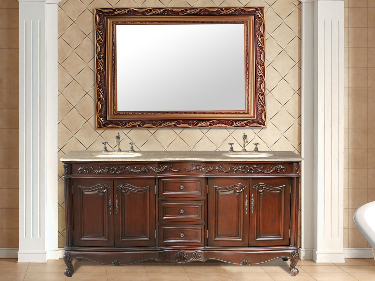 72" Saturn Double Sink Vanity - with Travertine Marble Top 72" Saturn Double Sink Vanity - with Travertine Marble Top