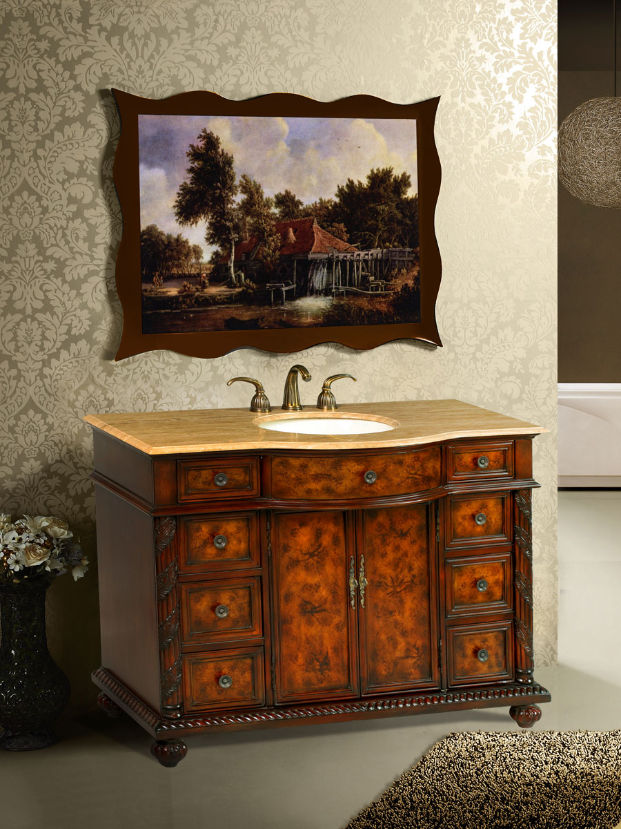 48" Amelia Single Bath Vanity - with Travertine Top 48" Amelia Single Bath Vanity - with Travertine Top