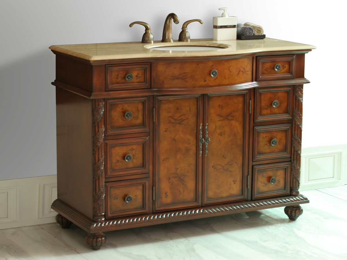 48" Amelia Single Bath Vanity - with Travertine Top 48" Amelia Single Bath Vanity - with Travertine Top