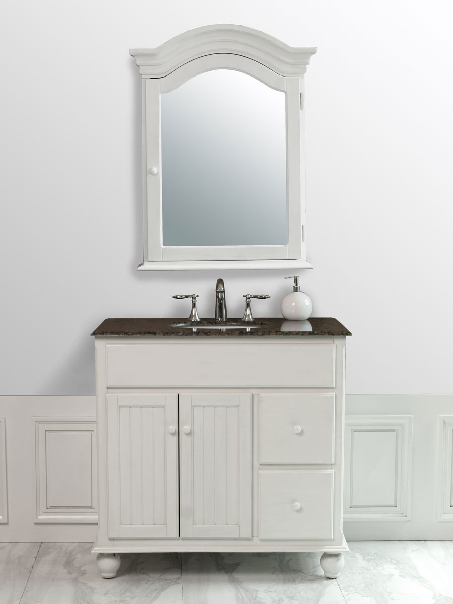 36" Snow White Single Bath Vanity - with included medicine cabinet 36" Snow White Single Bath Vanity - with included medicine cabinet