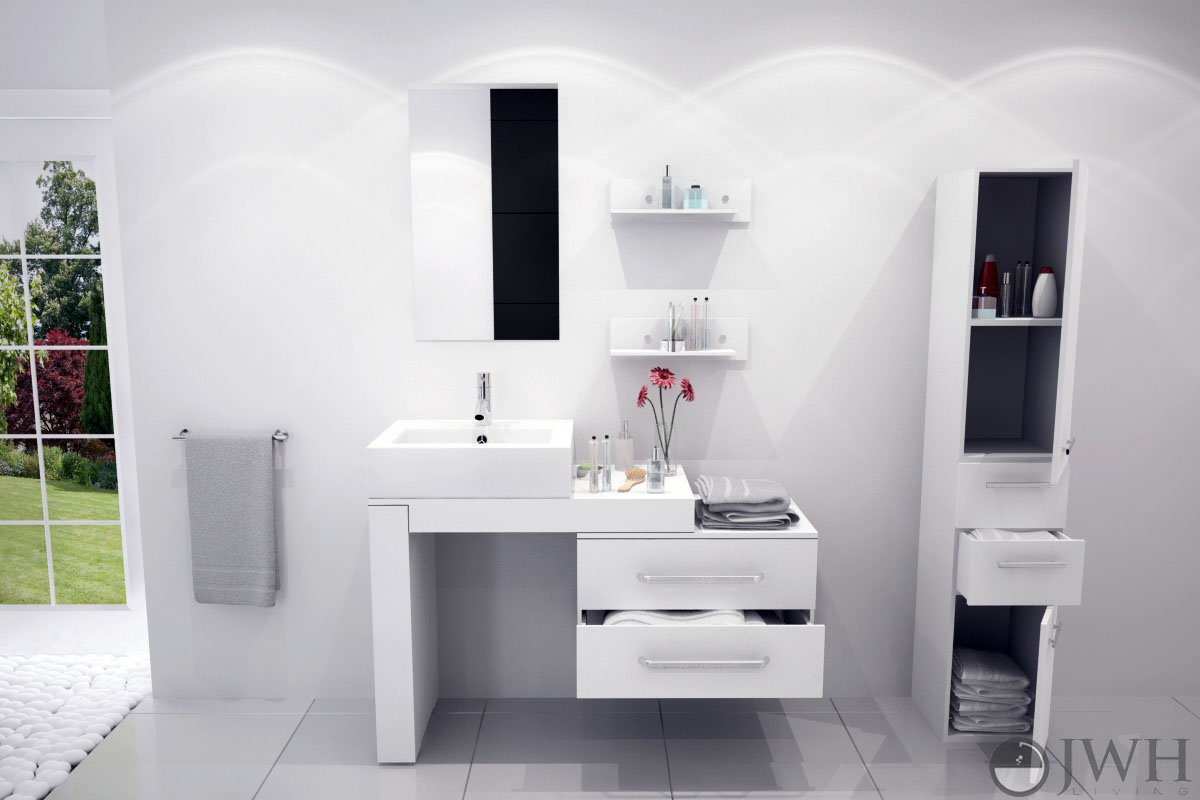 33.5" to 57" Scorpio Single Vessel Sink Vanity - White 33.5" to 57" Scorpio Single Vessel Sink Vanity - White