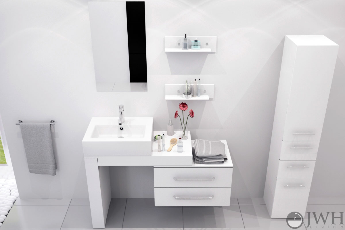 33.5" to 57" Scorpio Single Vessel Sink Vanity - White 33.5" to 57" Scorpio Single Vessel Sink Vanity - White