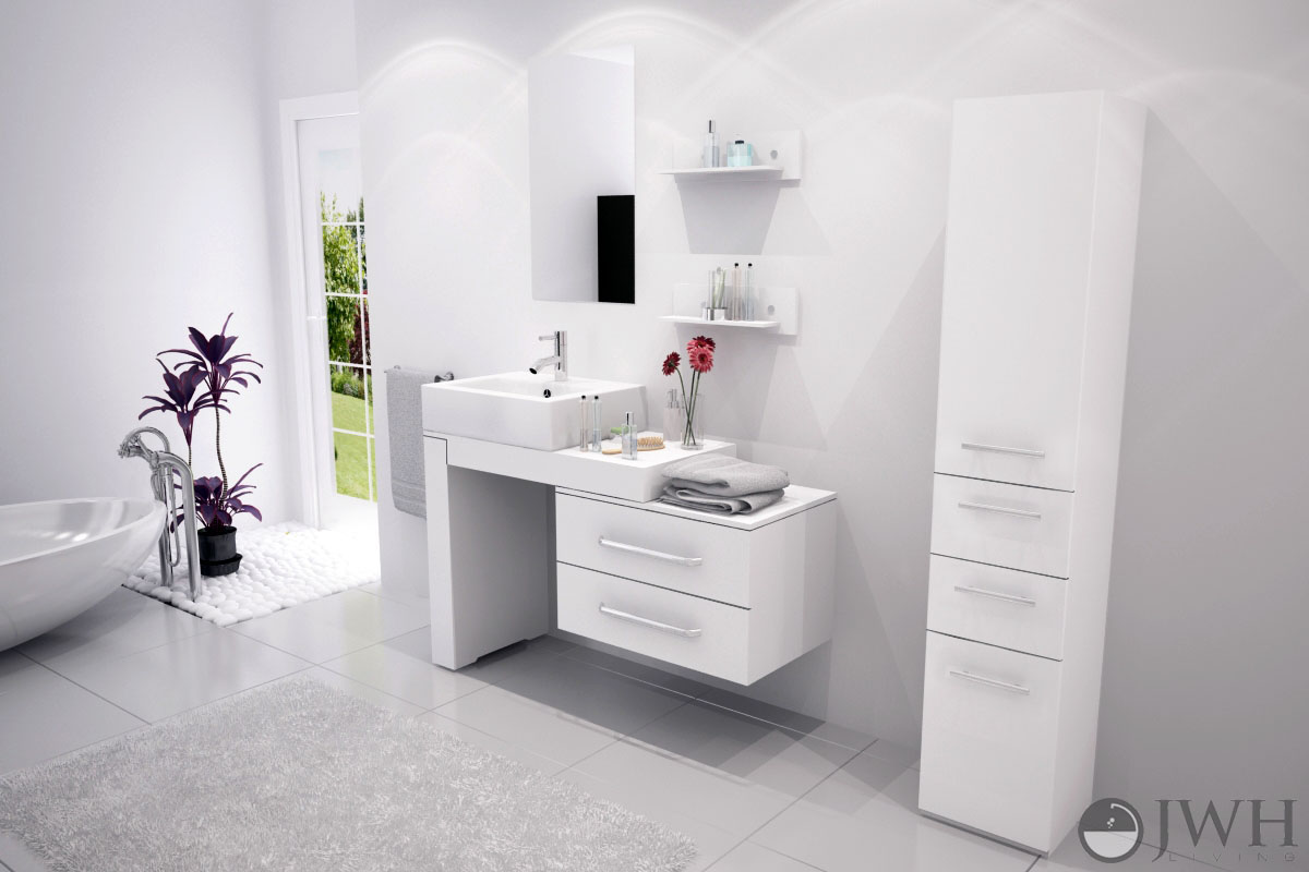 33.5" to 57" Scorpio Single Vessel Sink Vanity - White 33.5" to 57" Scorpio Single Vessel Sink Vanity - White